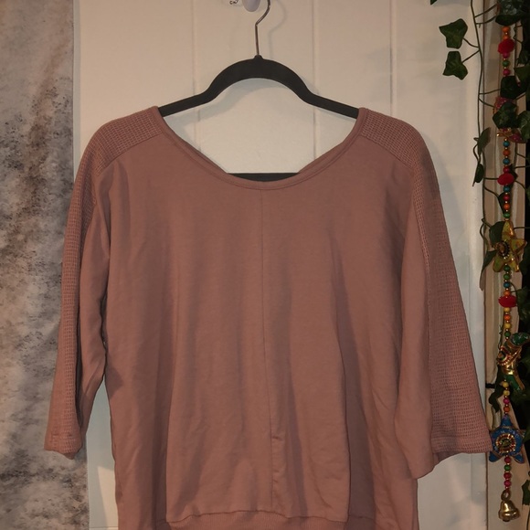 The Sweatshirt Project Sz Sm Crisscross Pink soft Sweatshirt Sweater with mesh - Picture 2 of 8